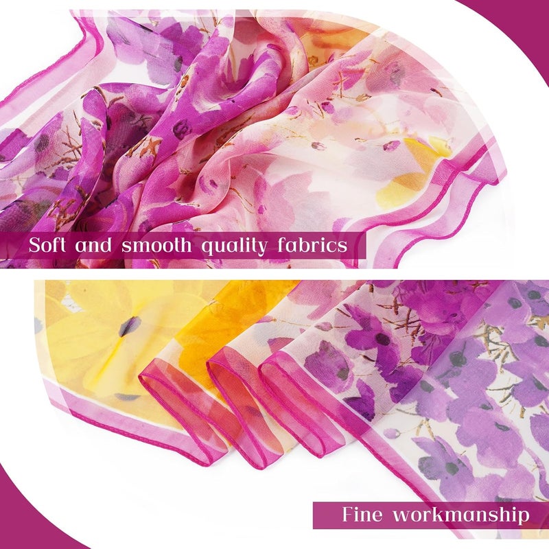 E-Clover Women Soft Floral Print Shawl Chiffon Sheer Scarf - Image 3